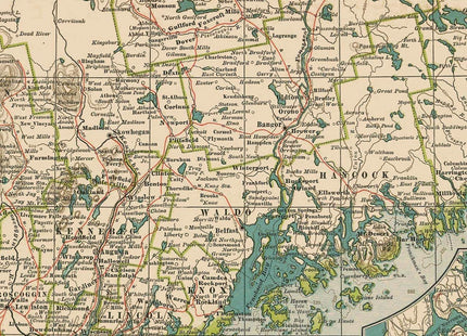 Maine - State Map, 1897 | Historical Map Print - 24in x 18in