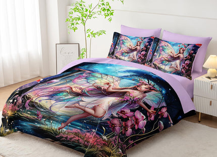 AILONEN Beautiful Butterfly Fairy Comforter Set, Twin Size 7-Piece,Magic Mushroom Bedding Set for Kids,Mysterious Fairy Forest Comforter & Fitted Sheet & Flat Sheet,2 Pillowcases,2 Pillow Shams