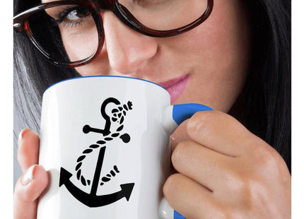 3dRose TNMGraphics Nautical - Ships Anchor 11oz Two-Tone Blue Mug