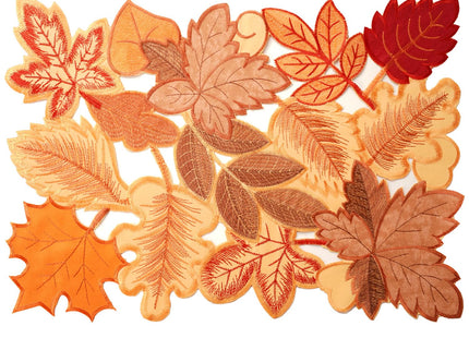 Fall Placemats Set of 4 14x20 Inch Autumn Maple Leaf Embroidered Mat
