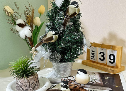 6pcs Artificial Chickadee Birds 4Inch Clip on Bird Ornaments for Christmas Tree Decoration Wreaths Craft Home Party Decor Figurines