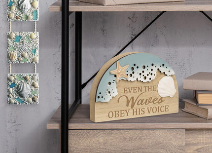 flangairy Beach Wall Decor With 3d Starfish Seashell Waves, Wooden Coastal Wall Art Nautical Beachy Theme Room Bathroom Ocean House scripture Sign Table Shelf Window Sill Decorations For Home