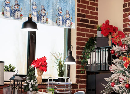 Red Christmas Valances for Kitchen Windows, Forest Xmas Tree Red Truck Gnome Elk Valance Rod Pocket Window Curtain for Bathroom Cafe Basement, Farmhouse Small Window Treatment, 60" W x 18" L
