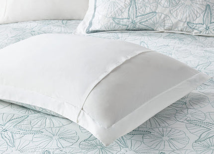 Harbor House 100% Cotton Duvet Cover, Embroidered Coastal Seashells, Starfish Duvet Cover Set – Light Weight Bed Comforter Covers, Maya Bay White Blue Full/Queen (90"x90") 3 Piece