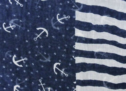 Wrapables® Stripes and Anchor Nautical Marine Scarf 72" X 42"