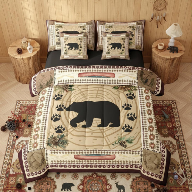 Erosebridal Bear 7 Piece Comforter Set Queen Rustic Cabin Decor Bedding