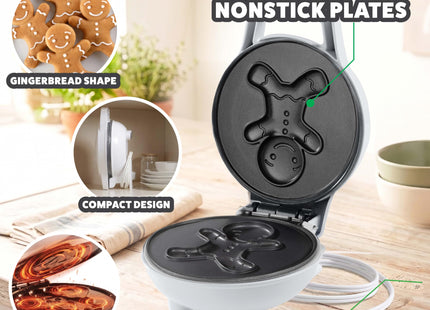 Gingerbread Man Mini Waffle Maker- Festive 4" Electric Waffler Iron