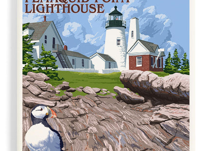 Lantern Press Maine, Pemaquid Lighthouse (Absorbent Ceramic Coaster, Single, Cork Back, Kitchen Table Decor)