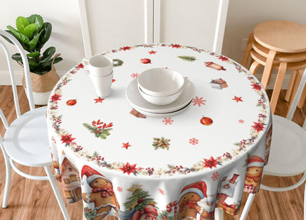 juniissl Christmas Gingerbread Man Tablecloth Washable Round Table Cover for Kitchen Dining Decoration 60 Inch