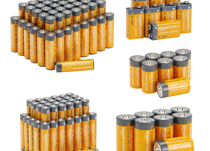 Amazon Basics 108 Count Alkaline Batteries Super Value Pack, Variety Assortment - 48 AA, 36 AAA, 8 C, 8 D, 8 9Volt