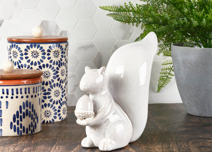 Elements White Squirrel Ceramic Figurine, 7.68x3.23x7 Inch