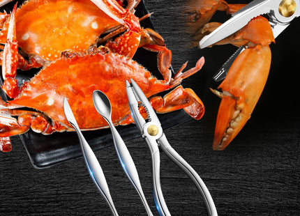 Seafood Tools （Exquisite 3-piece set) Lobster Crackers and crab crackers apply to lobster ，crab，crab legs，king crab legs，nut