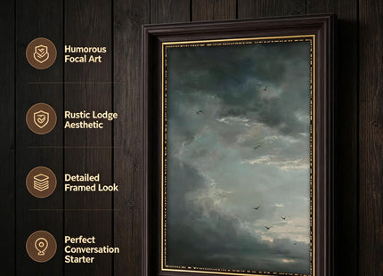 Vintage Moody Landscape Framed Wall Art Stormy Sky Seagull Canvas Prints
