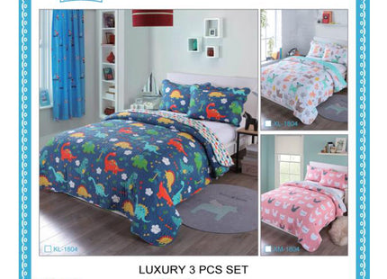 Queen Linens 100% Cotton 2 Piece Kids Quilt Bedspread Comforter Set Throw Blanket for Teens Boys Girls Kids Beds Bedding Coverlet Teal Blue Forest Deer (Twin)