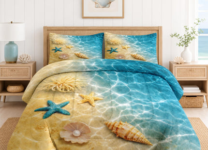 WeCozy Twin Comforter Set, 2 Pieces Beach Ocean Bedding, All Season