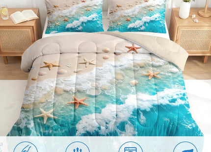 Nesker Twin Comforter Set, 2 Pieces Beach Starfish Bedding, All Season