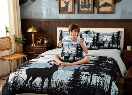 Feelyou Hunting Deer Comforter Set Cabin Bedding Set Queen Size 7 Pieces