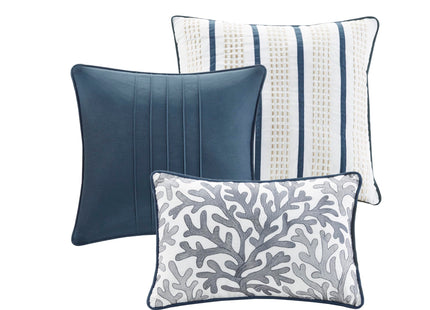 Madison Park Cotton Coastal Starfish Blue Queen Comforter Set, 7pc