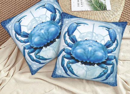Famame Decorative Pillow Covers Set of 2 Cute Blue Crab Throw Pillows Cover 18x18 inch Square Pillowcase Couch Cushion Cases for Sofa Living Room Bedroom Home Decor