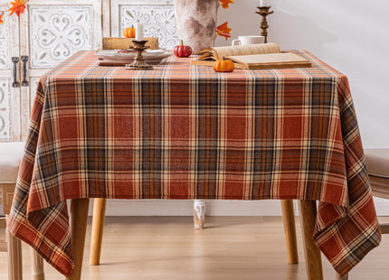 AQOTHES Plaid Fall Tablecloth Thanksgiving Rectangle 60x120 Inch Rust