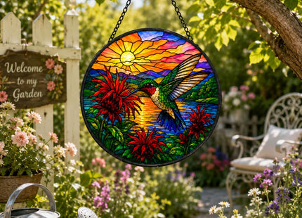 Hummingbird Stained Glass Suncatcher Window Hanging