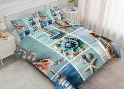 FUYEUN Beachy Bedding Set for Kids Twin Coral Ocean Sailboat Comforter Set for Boys Girls Bedroom Quilt Bed Set 1 Comforter 1 Pillowcase