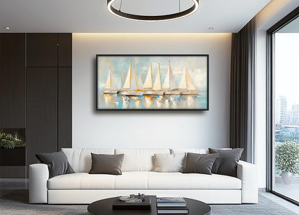 Sailboat Wall Art Abstract Nautical Pictures Wall Decor Framed Canvas Prints Artwork Paintings Home Office Decorations for Living Room Bedroom Dinning Room Corridor 60"x30"