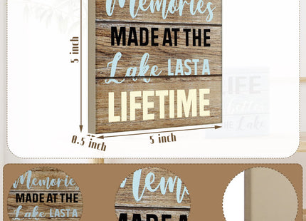 Yulejo 2 Pcs Lake House Wood Sign Rustic Lake Life Wall Decor for Cabin