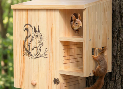 Large Squirrel House for Outside, Wooden Squirrel Nesting Box