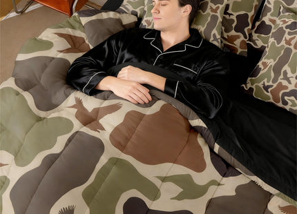 Erosebridal Green Camo 7 Pcs Comforter Set Full Duck Huner Bedding Set Army Hunting Comforter for Teens Men Camouflage Military Bed in A Bag Sheet Set Boys Wild Woodland Rustic Bedroom Decor