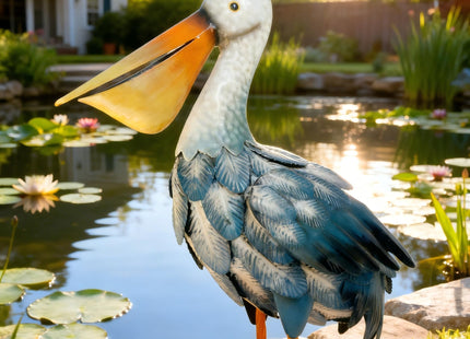 Kircust Pelican Statues, Garden Outdoor Decor Yard Art, Coastal Ocean Metal Bird Sculpture Ornament for Backyard Porch Patio Pond Decorations