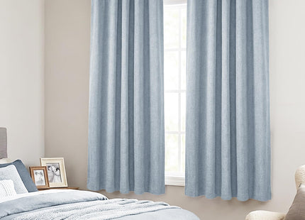 PANELSBURG Baby Blue Short Blackout Curtains for Bedroom, 45 Inch Sky Blue Coastal Beach Drapes for Small Windows