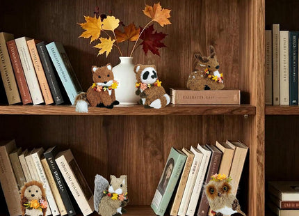 naturevibe Set of 6 Sisal Woodland Animals w/Floral for Fall Home Decor