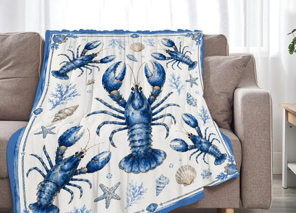 Luxvio Lobster Blanket, Coastal Blue Lobster Throw Blanket Gifts 50"X40"