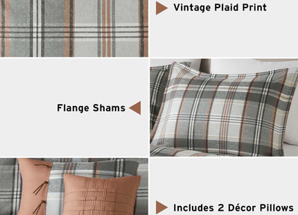Intelligent Design Plaid Lodge Modern Tan/Gray Twin Comforter Set, 4pc