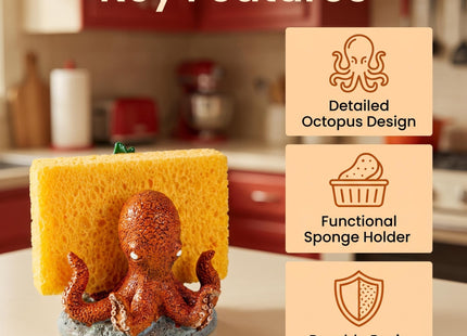 dgudgu Resin Octopus Sponge Holder for Kitchen Sink Gadget Countertop Decor