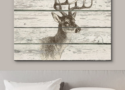 wall26 - Deer on a Rustic Wooden Background - Canvas Art Wall Art - 24"x36"