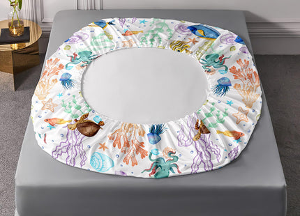 Sea Turtle Printed Fitted Sheet Set Twin 3Pcs for Kid Boy Girl Teen Adult