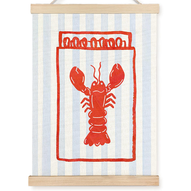 FDHSPAAM Coastal Beach Lobster Wall Art Decor, Preppy Beach Room Decor, Blue and White Striped Lobster Wall Art Posters for Kitchen Living Room Home, 12x16 Inch