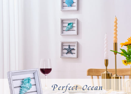 LODOCAVE Seashell Starfish 3D Art Beach Wall Decor, 6.3"x6.3"
