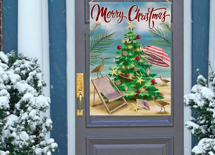 Covido Merry Christmas Pine Tree Decorative House Flag, Xmas Coastal Bird