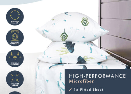 Where The Polka Dots Roam Nautical Ocean Twin Bedding Set - 3 Piece Super Soft Kids Bed Set with Fitted Sheet, Flat Sheet, and Pillowcase - Underwater Sea Creatures Design for Boys Girls Room Décor