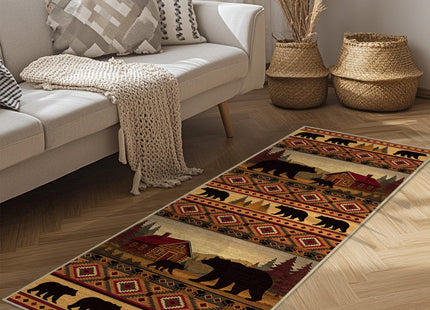 Glocmna Cabin Bear 2x6 Runner Rug for Hallway Bedroom Rustic Lodge Bear Rug
