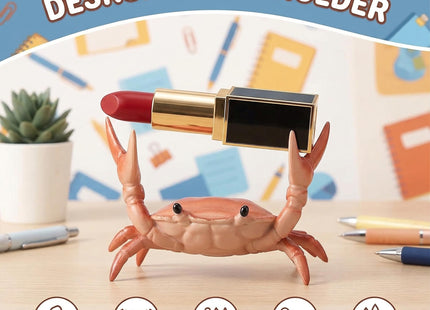 Crab Pen Holder for Desk - 4 PCs Crab Pen Holder, Creative Weightlifting Crab Pencil Stand Holder, Funny Desk Decor for Office Desks, Pencil Stand Holder, Cute Office Decor at Home, School, Studio