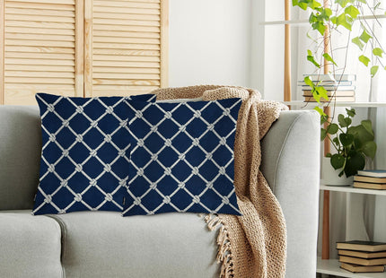 Swono Nautical Rope Throw Pillow Cases Pack of 2, Marine Fishing Net Knots Square Cushion Covers Decor Pillow Covers for Couch Sofa Home Decoration 18 X 18 Inches Pillowcases