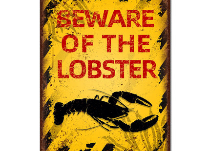 Vintage Lobster Metal Sign Beware of Lobster Aluminum Sign