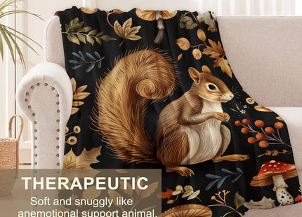 Squirrel Blanket for Kids Adults, Flannel Squirrel Blankets Gifts, Mushroom Squirrel Throw Blanket for Sofa Couch Bed Living Room Soft Warm Cozy Squirrel Decor 50" x 40"