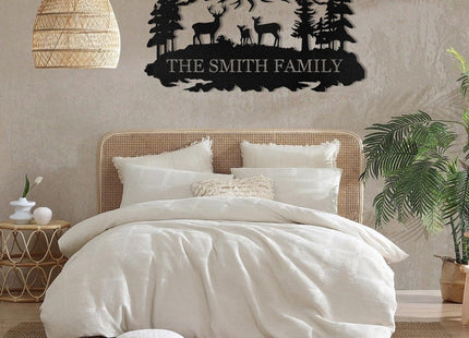 Custom Sign, Custom Metal Sign Customized Family Name Sign, Woodland Deer Metal Sign for Mother's Day Father's Day, Rustic Deer Hunter Gift Outdoor Decor Cabin Decor Home Decor Porch Wall Art Sign