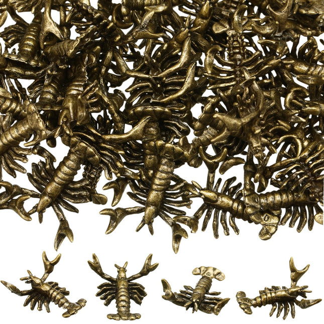 Civaner 50 Pcs Mini Brass Crawfish 0.79 Inch Ocean Animal Statues Mini Brass Figurines Small Lobster Statues Vintage Ocean Animal for Home Office Desk Summer Themed Party and Coastal Decor