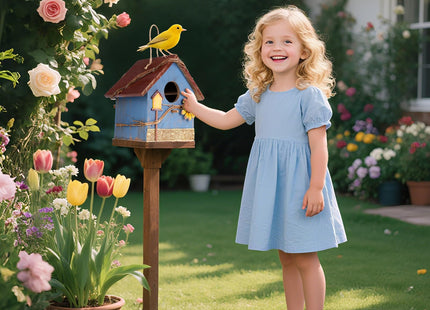 DEWEL Bird Houses for Outside Clearance, Hanging Birdhouses for Outdoors, Garden Wooden Blue Bird Houses for Outdoors, Bird Nesting Box for Bluebird Finch Swallow Wren Chickadee, Gift for Bird Lovers